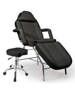 Saloniture Professional Multi-purpose Salon Chair / Massage Table with Adjustable Stool - Black