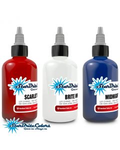 USA StarBrite Colors RED WHITE BLUE Sterile Tattoo Ink 1/2OZ