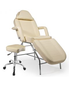 Saloniture Professional Multi-purpose Salon Chair / Massage Table with Adjustable Stool - Cream